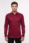 Slimfit Uzun Kollu Bordo Erkek Gömlek - Wessi-3