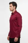 Slimfit Uzun Kollu Bordo Erkek Gömlek - Wessi-4