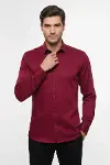 Slimfit Uzun Kollu Bordo Erkek Gömlek - Wessi-1