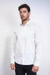 Kaz Ayağı Desenli Slim Fit Beyaz Erkek Gömlek - Wessi-4