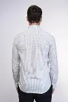 Kaz Ayağı Desenli Slim Fit Beyaz Erkek Gömlek - Wessi-7