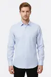 Kendinden Desenli Buz Mavi Slim Fit Gömlek | Wessi-1