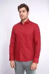 Desensiz Slim Fit Bordo Kırmızı Erkek Gömlek - Wessi-3