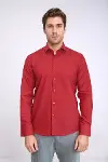 Desensiz Slim Fit Bordo Kırmızı Erkek Gömlek - Wessi-5