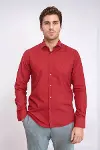 Desensiz Slim Fit Bordo Kırmızı Erkek Gömlek - Wessi-1