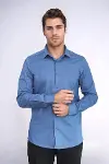 Slim Fit Uzun Kollu Lacivert Erkek Gömlek - Wessi-4