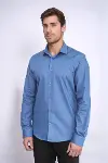 Slim Fit Uzun Kollu Lacivert Erkek Gömlek - Wessi-5