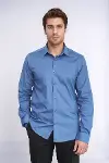 Slim Fit Uzun Kollu Lacivert Erkek Gömlek - Wessi-1