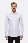 Beyaz Kendinden Desenli Uzun Kol Slim Fit Gömlek - Wessi-3