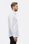Beyaz Kendinden Desenli Uzun Kol Slim Fit Gömlek - Wessi-4