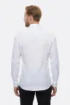 Beyaz Kendinden Desenli Uzun Kol Slim Fit Gömlek - Wessi-5
