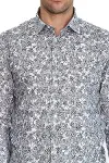 Çiçek Desenli Gri Slim Fit Gömlek - Wessi-2