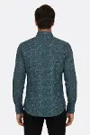 Çiçek Desenli Yeşil Slim Fit Gömlek - Wessi-5