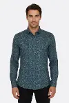 Çiçek Desenli Yeşil Slim Fit Gömlek - Wessi-1