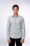Desensiz Slimfit Açık Gri Erkek Oduncu Gömlek - Wessi-3