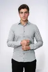Desensiz Slimfit Açık Gri Erkek Oduncu Gömlek - Wessi-5