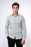 Desensiz Slimfit Açık Gri Erkek Oduncu Gömlek - Wessi-1
