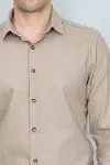 Desensiz Slimfit Bej Erkek Oduncu Gömlek - Wessi-2