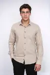 Desensiz Slimfit Bej Erkek Oduncu Gömlek - Wessi-1