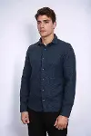 Kışlık Kare Desenli Lacivert Erkek Oduncu Gömlek - Wessi-4