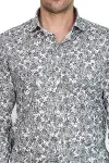 Çiçek Desenli Slim Fit Koyu Gri Erkek Gömlek - Wessi-2