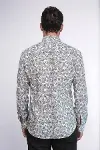 Çiçek Desenli Slim Fit Koyu Gri Erkek Gömlek - Wessi-6