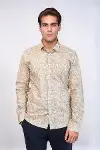 Bej Desenli Slim Fit Gömlek - Wessi-1