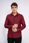 Desensiz Slim Fit Bordo Erkek Oduncu Gömlek - Wessi-5