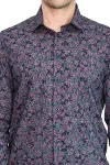 Çiçek Desenli Slim Fit Lacivert Erkek Gömlek - Wessi-2