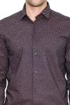Kahverengi Mini Kare Desenli Slim Fit Gömlek - Wessi-2
