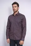 Kahverengi Mini Kare Desenli Slim Fit Gömlek - Wessi-4