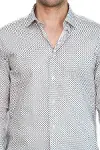 Beyaz Mini Kare Desenli Slim Fit Gömlek - Wessi-2