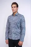 Açık Mavi Desenli Slim Fit Gömlek - Wessi-4