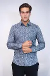 Açık Mavi Desenli Slim Fit Gömlek - Wessi-5