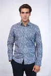 Açık Mavi Desenli Slim Fit Gömlek - Wessi-1