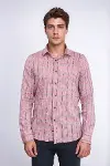 Bordo Kareli Slim-Fit Gömlek - Wessi-3