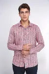 Bordo Kareli Slim-Fit Gömlek - Wessi-4