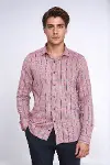 Bordo Kareli Slim-Fit Gömlek - Wessi-1