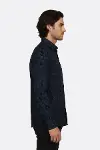 Çiçek Desenli Koyu Mavi Slim Fit Gömlek - Wessi-4