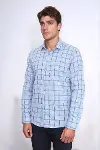 Mavi Kareli Slim-Fit Gömlek - Wessi-4