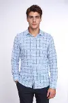 Mavi Kareli Slim-Fit Gömlek - Wessi-1