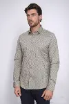 Mini Kare Desenli Slim Fit Açık Kahve Erkek Gömlek - Wessi-5
