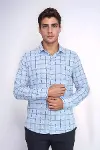 Mavi Kareli Slim-Fit Gömlek - Wessi-5