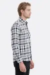 Slim Fit Kareli Desenli Gri Gömlek - Wessi-4