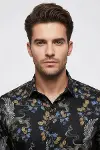Desenli Siyah Slim Fit Erkek Gömlek - Wessi-2
