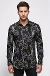 Desenli Siyah Slim Fit Erkek Gömlek - Wessi-3