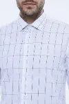 Beyaz Slim Fit Kareli Erkek Gömlek - Wessi-2