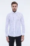 Beyaz Slim Fit Kareli Erkek Gömlek - Wessi-3