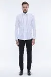 Beyaz Slim Fit Kareli Erkek Gömlek - Wessi-5