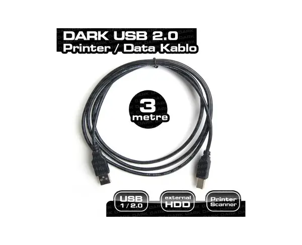 DK-CB-USB2PRNL300 USB 2.0 3 M PRINTER VE DATA KABLOSU